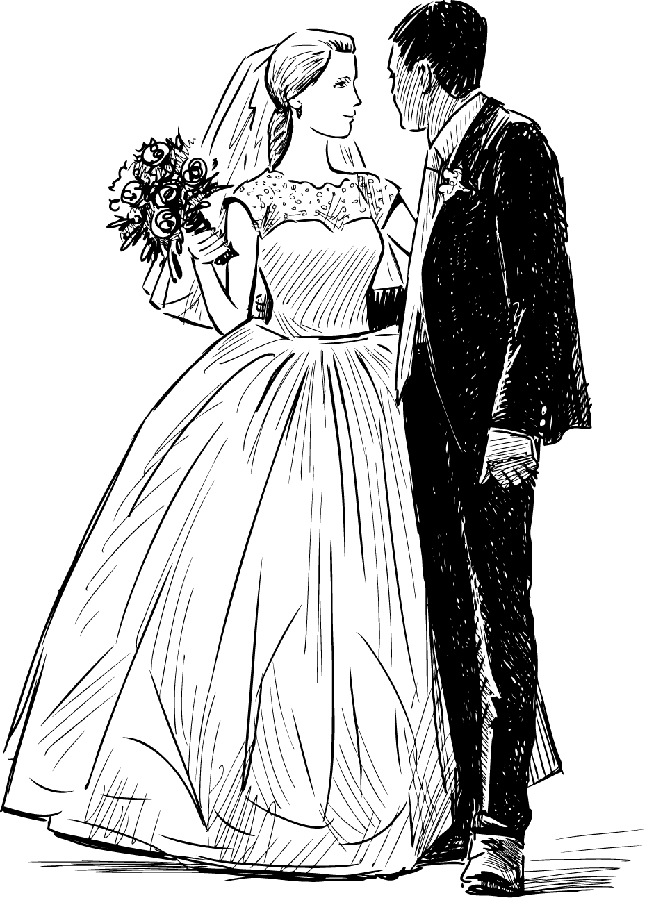 Жених и невеста карандашом