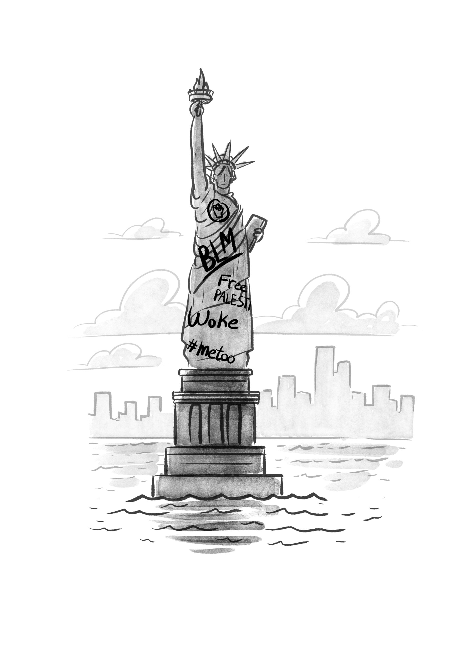 איור למאמר של ראסל שלו. איור: מנחם הלברשטט