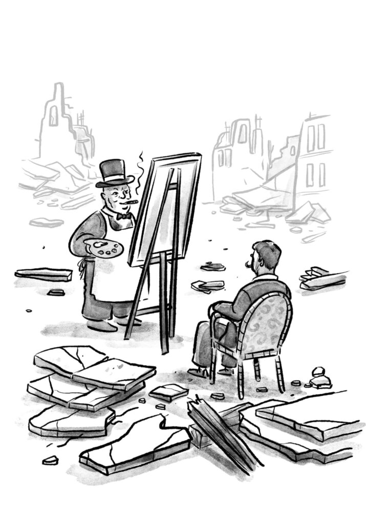 איור למאמר של צ'רצ'יל, איור: מנחם הלברשטט